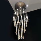 Modern Long Gold Glass Rain Rod Pendant Light for Staircase / high-Ceiling Room