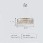 Extra Large Round Aluminum Tassel Chain Chandelier with Modern Finish for Living and Dining Room