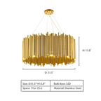 Modern Classic Round Fashion Gold Tube Pendant Chandelier for Living / dining Room