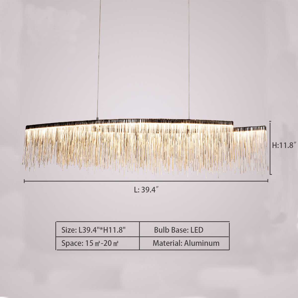 Modern Art Aluminum Tassel Pendant Chandelier for Living / dining Room / kitchen Island