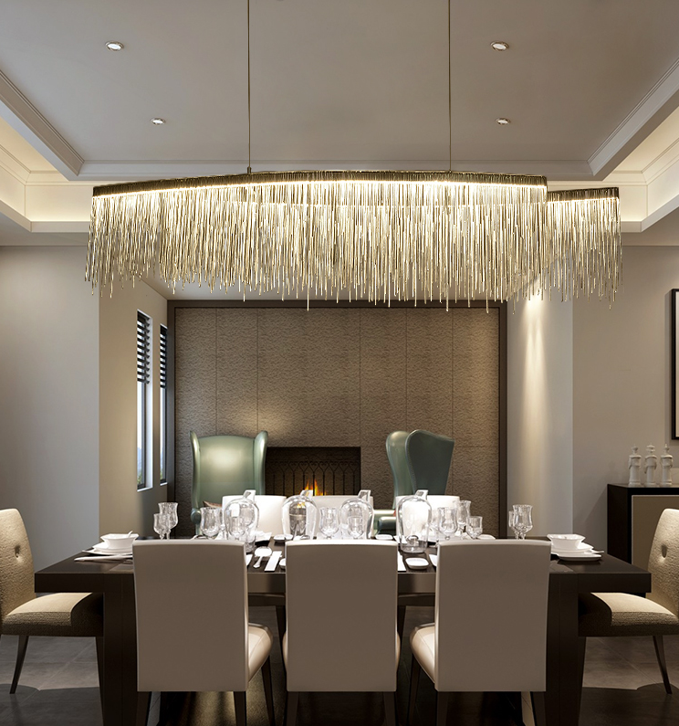Modern Art Aluminum Tassel Pendant Chandelier for Living / dining Room / kitchen Island