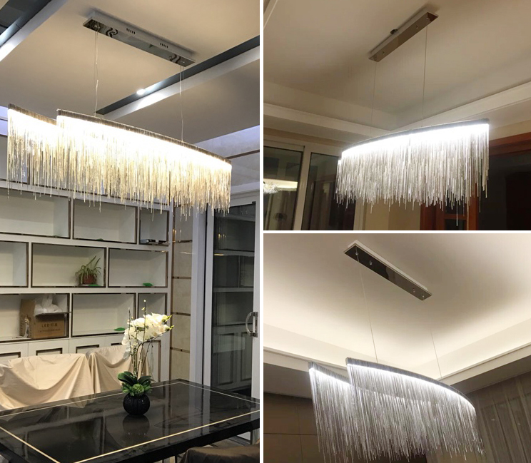 Modern Art Aluminum Tassel Pendant Chandelier for Living / dining Room / kitchen Island