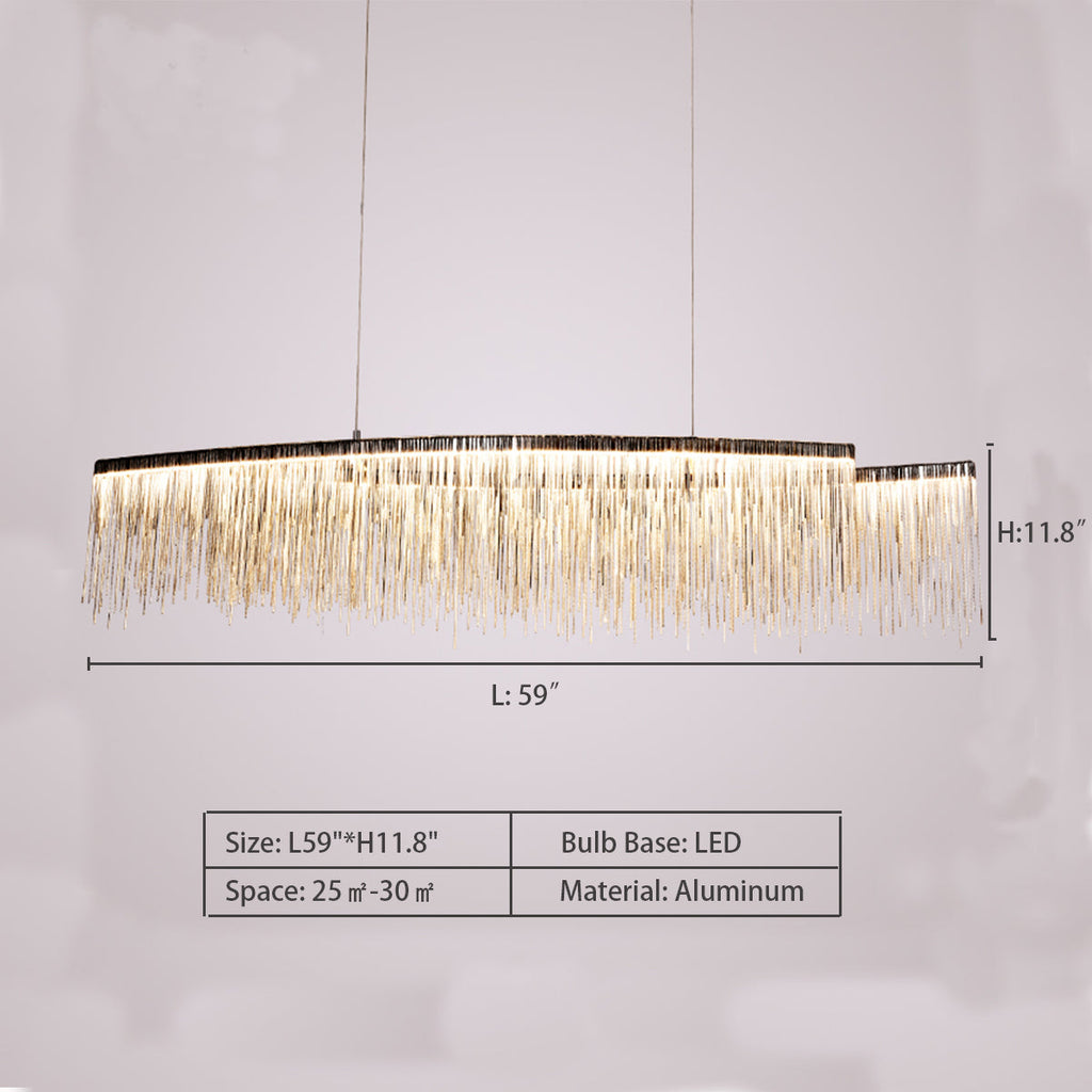 Modern Art Aluminum Tassel Pendant Chandelier for Living / dining Room / kitchen Island