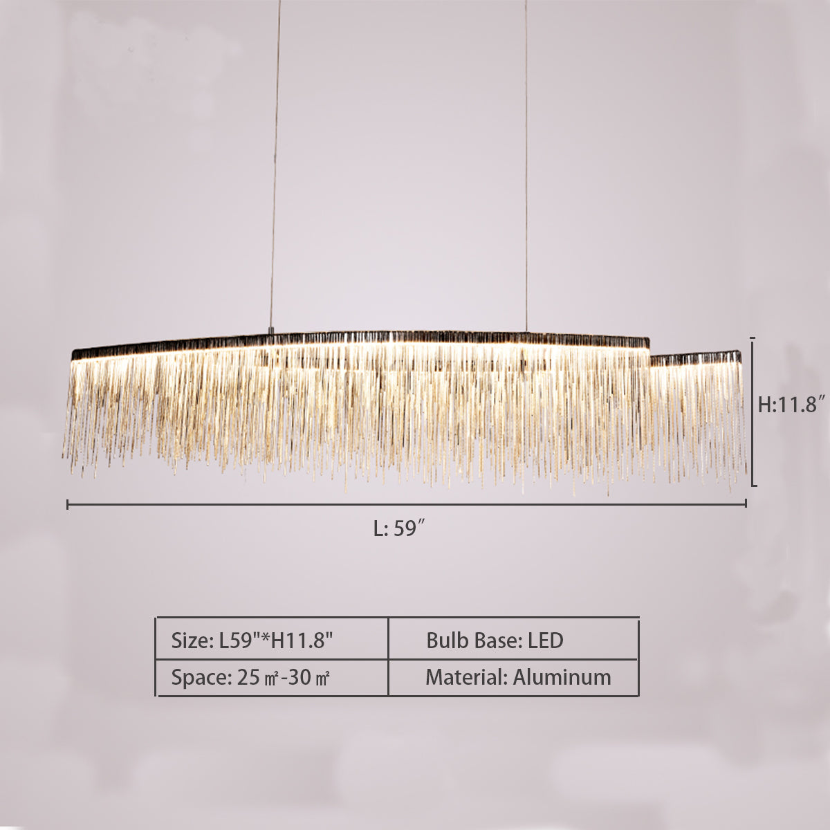 Modern Art Aluminum Tassel Pendant Chandelier for Living / dining Room / kitchen Island