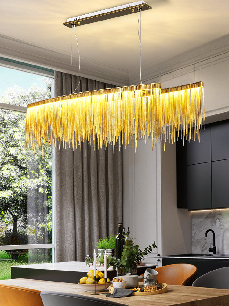 Modern Art Aluminum Tassel Pendant Chandelier for Living / dining Room / kitchen Island