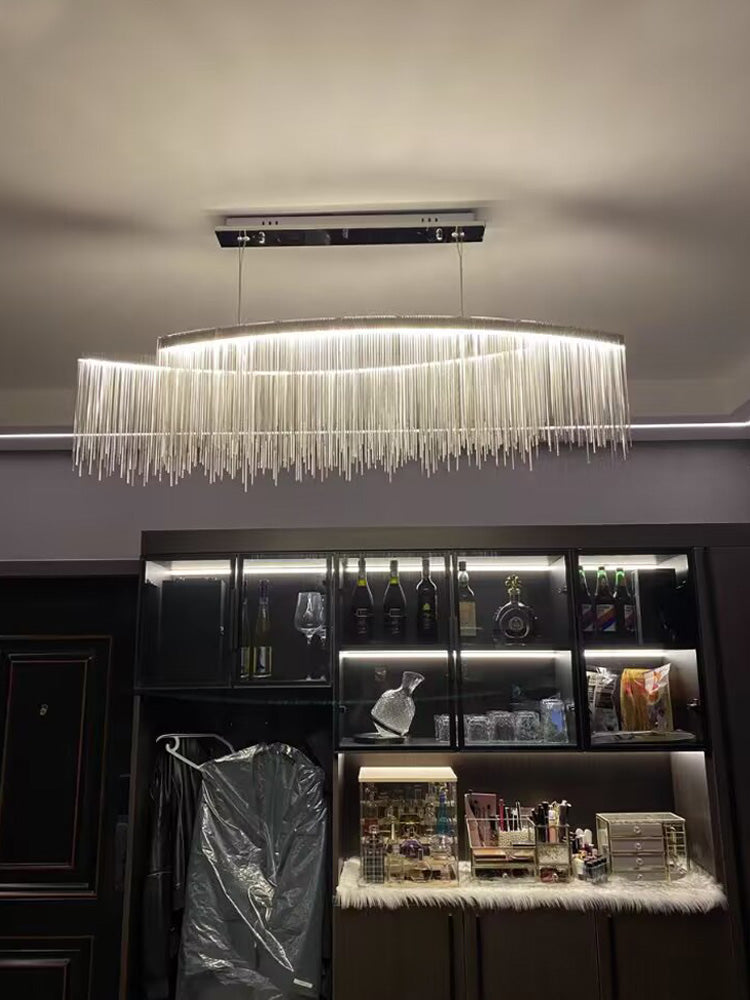Modern Art Aluminum Tassel Pendant Chandelier for Living / dining Room / kitchen Island
