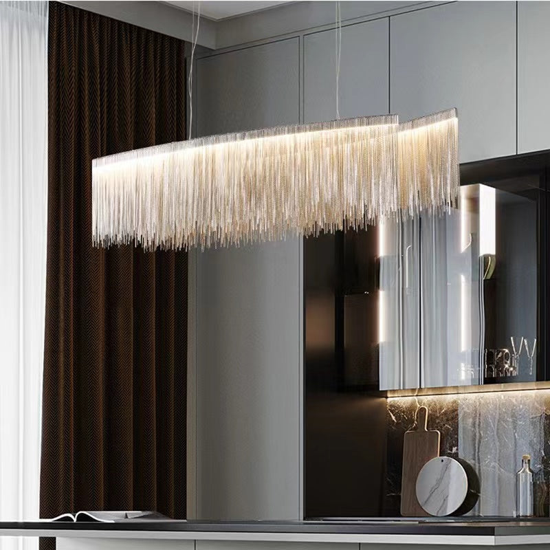 Modern Art Aluminum Tassel Pendant Chandelier for Living / dining Room / kitchen Island
