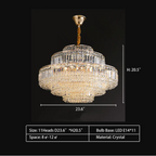 Modern Light Luxury Multi-Tier Diamond Crystal Rod Pendant Chandelier for Living / dining Room