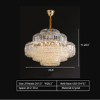 Modern Light Luxury Multi-Tier Diamond Crystal Rod Pendant Chandelier for Living / dining Room