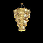 Oversized Art Tapering Tiered Luxury Gold Chandelier for Living Room / high-Ceiling Room
