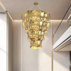 Oversized Art Tapering Tiered Luxury Gold Chandelier for Living Room / high-Ceiling Room