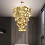 Oversized Art Tapering Tiered Luxury Gold Chandelier for Living Room / high-Ceiling Room