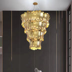 Oversized Art Tapering Tiered Luxury Gold Chandelier for Living Room / high-Ceiling Room