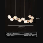 Modern Glass and Metal Multi-Facet Diamond Cluster Chandelier for Dining Room and Kitchen Island