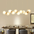 Modern Glass and Metal Multi-Facet Diamond Cluster Chandelier for Dining Room and Kitchen Island