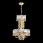 Modern Luxury 2 Layers Crystal Rod Gold Leaves Pendant Light for Living Room / bedroom