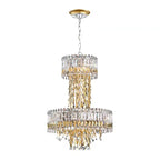 Modern Luxury 2 Layers Crystal Rod Gold Leaves Pendant Light for Living Room / bedroom