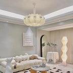 Alien Cloud French Cream Silk Pendant Chandelier with Polygonal Shape and High-Quality Finish for Living Room