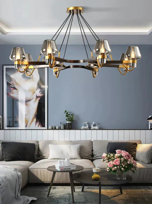 Post-Modern Light Luxury Full Brass Chandelier for Living Room / bedroom