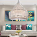 Extra Large Round Modern Chandelier with Clear Glass Tubes and Silver Metal Finish for Living Room Hotel Lobby