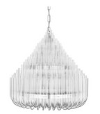 Extra Large Round Modern Chandelier with Clear Glass Tubes and Silver Metal Finish for Living Room Hotel Lobby