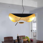 Modern Art Hat-Shaped Gold Leaf Metal Pendant Chandelier for Living and Dining Room