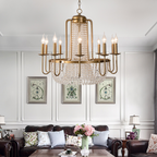 Vintage Crystal Pendant Candle Light in Antique Gold Finish Chandelier for Living Room / bedroom