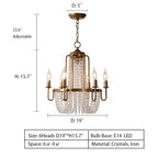 Vintage Crystal Pendant Candle Light in Antique Gold Finish Chandelier for Living Room / bedroom