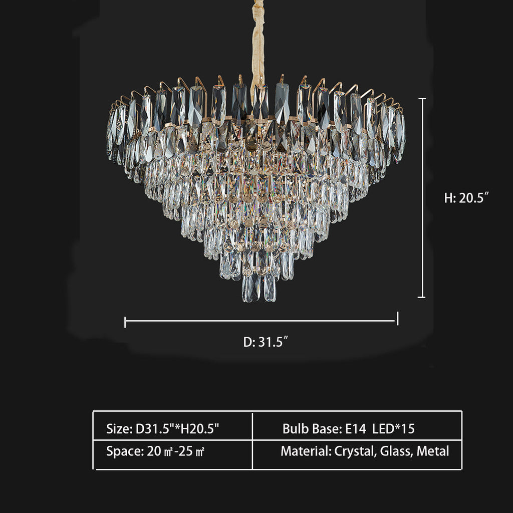 Modern Light Luxury Tiered Crystal Pendant Chandelier for Living / dining Room / bedroom
