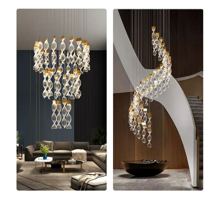 Extra Large Acrylic Spiral Dna Chandelier for High-Ceiling Room