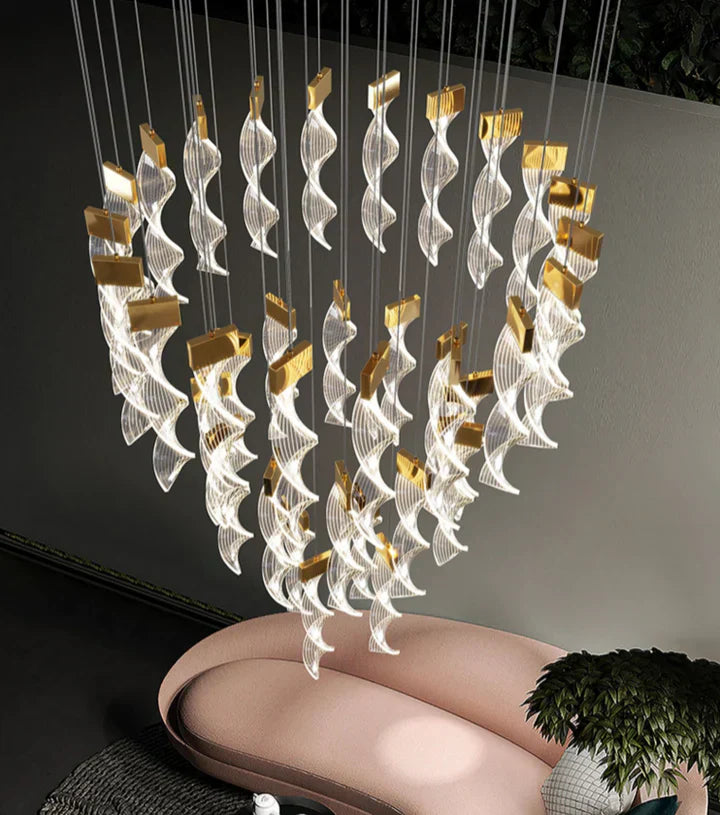 Extra Large Acrylic Spiral Dna Chandelier for High-Ceiling Room