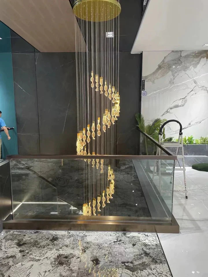 Extra Large Acrylic Spiral Dna Chandelier for High-Ceiling Room