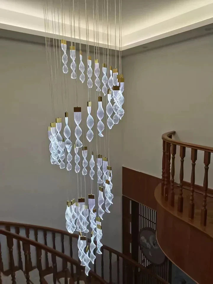 Extra Large Acrylic Spiral Dna Chandelier for High-Ceiling Room
