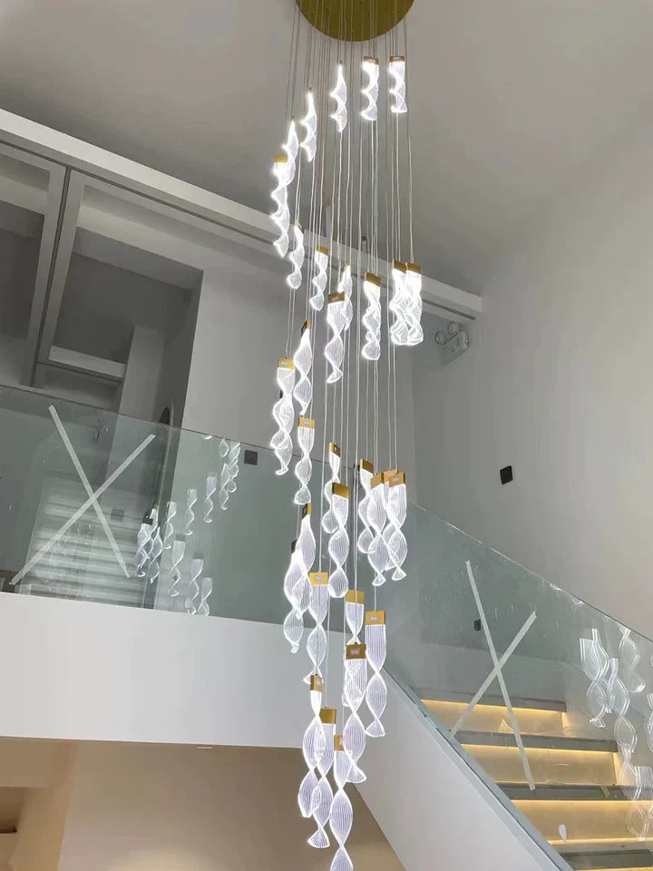 Extra Large Acrylic Spiral Dna Chandelier for High-Ceiling Room
