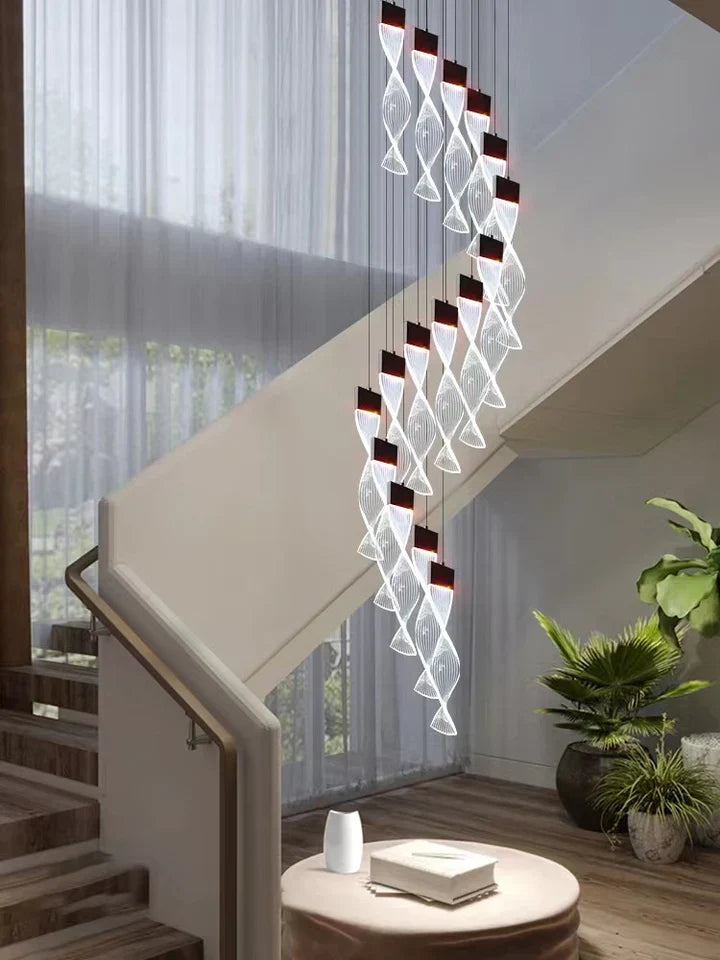 Extra Large Acrylic Spiral Dna Chandelier for High-Ceiling Room