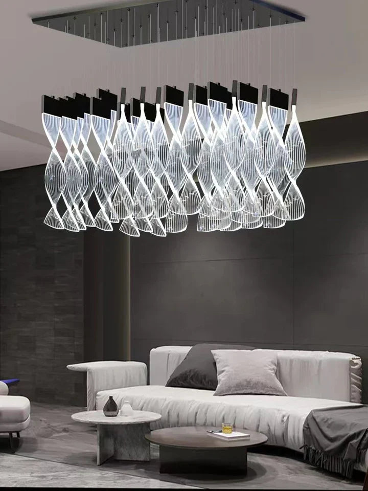 Extra Large Acrylic Spiral Dna Chandelier for High-Ceiling Room