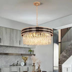 Modern Minimalist Gold Multi-Tier Crystal Pendant Chandelier Suit for Living / Dining Room / Bedroom