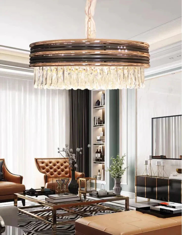Modern Minimalist Gold Multi-Tier Crystal Pendant Chandelier Suit for Living / Dining Room / Bedroom