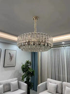 Oversized Transparent Crystal Tiered Chandelier Suit for Living / dining Room / bedroom
