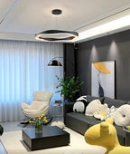 Modern Minimalist Art Wave Crystal Chandelier Suit in Black Finish for Living Room & Dining Room
