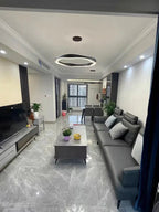 Modern Minimalist Art Wave Crystal Chandelier Suit in Black Finish for Living Room & Dining Room