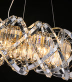 Modern Crystal Chandelier with Transparent Crossed Shell Finish, Round & Rectangle Shapes, K9 Crystal &