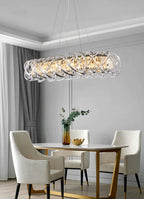 Modern Crystal Chandelier with Transparent Crossed Shell Finish, Round & Rectangle Shapes, K9 Crystal &