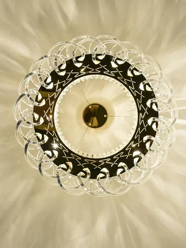 Modern Crystal Chandelier with Transparent Crossed Shell Finish, Round & Rectangle Shapes, K9 Crystal &