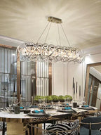 Modern Crystal Chandelier with Transparent Crossed Shell Finish, Round & Rectangle Shapes, K9 Crystal &