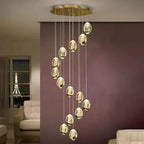 Extra Long Glass LED Droplight Chandelier Pendant for Staircase / foyer
