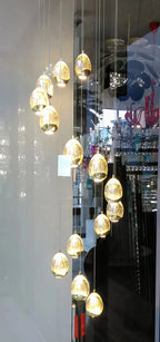 Extra Long Glass LED Droplight Chandelier Pendant for Staircase / foyer