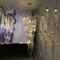 Modern Oversized Luxury Copper Crystal Long Crystal Branch Air Bubble Drop Staircase Light