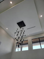 Modern Light Luxury Round / rectangle Ceiling Pendant Light in Black Finish for Kitchen Island / Staircase /