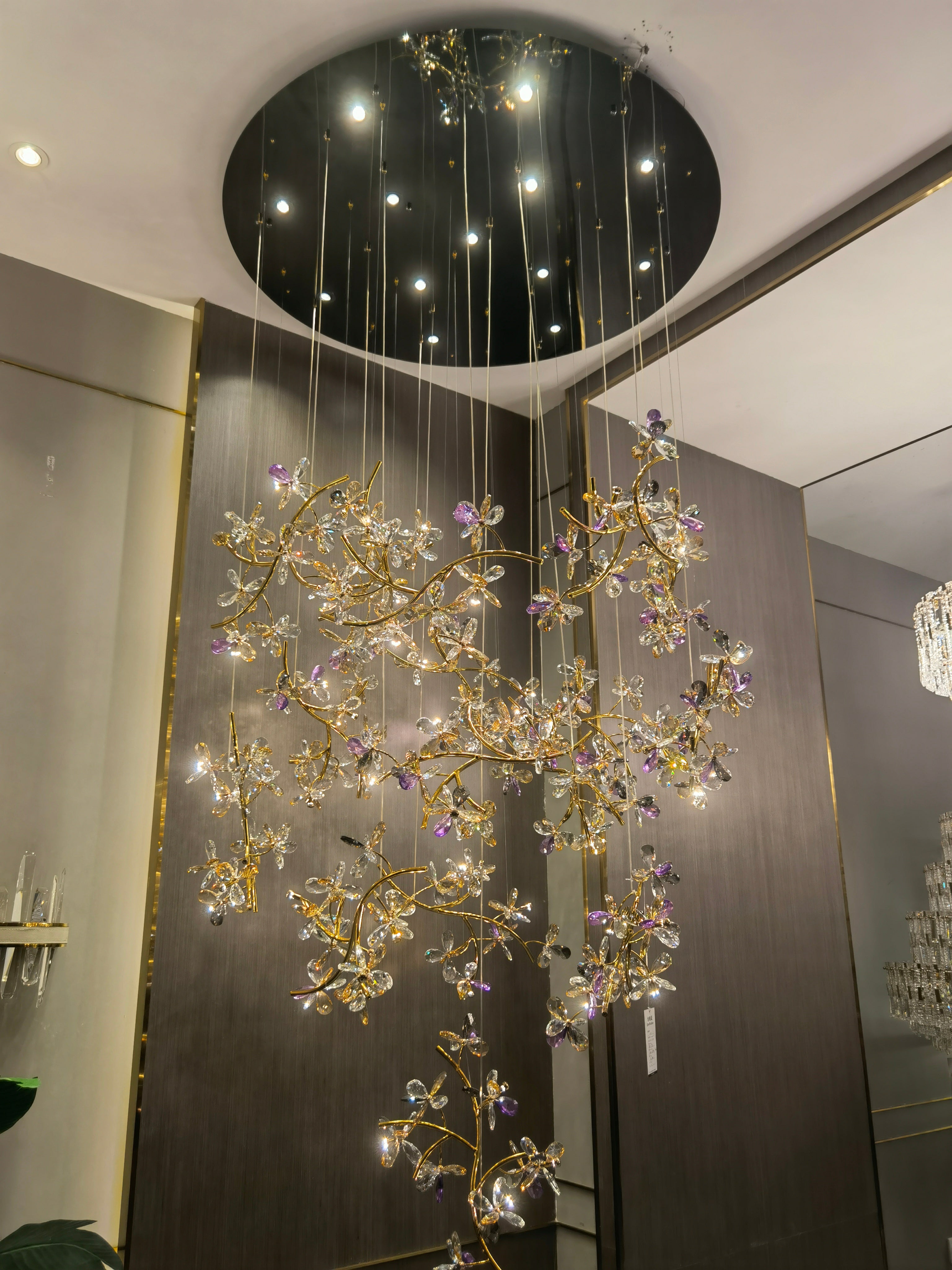 Luxury Branch Flower Crystal Chandelier for High-Ceiling / staircase / foyer / hallway